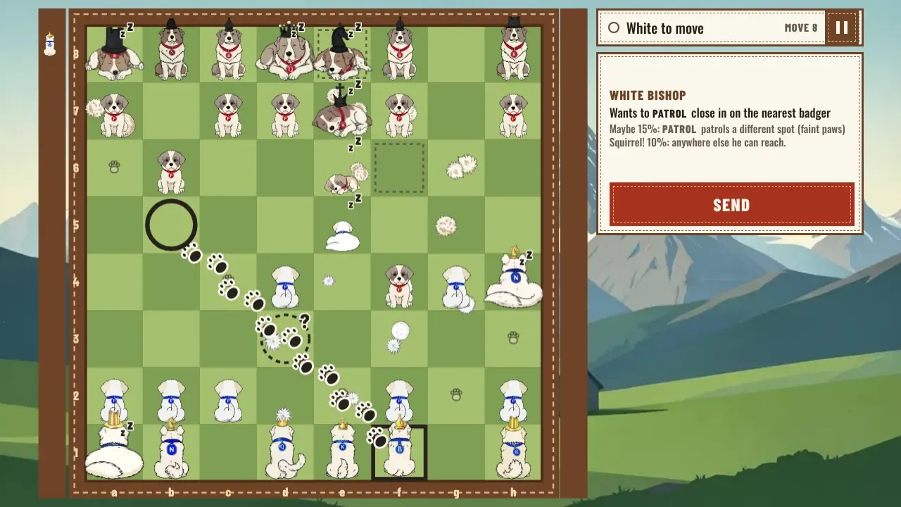 Pyrenees Chess, a frame from the game